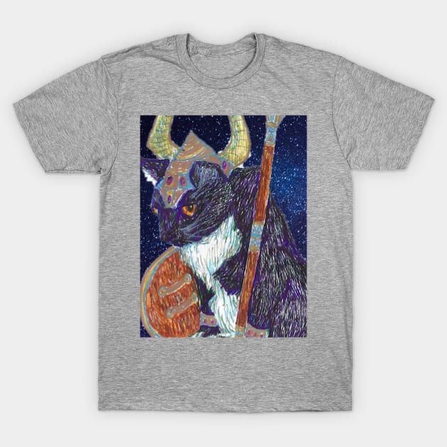 Viking Tuxedo Cat T-Shirt by Whiskers6